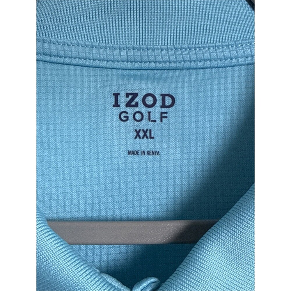 NEW Izod Men's Grid Polo Shirt - Short Sleeve Light Blue Size XXL - NWT $55 - Picture 3 of 8